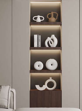 匠十三  侘寂风客厅电视柜酒柜壁龛开放格陶瓷软装饰品摆件