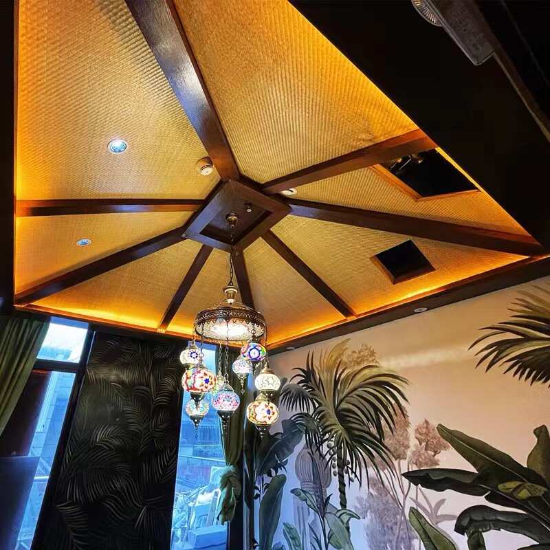 碳化色精品手工编装修竹席子餐厅酒楼民宿茶馆吊顶墙面装饰竹席