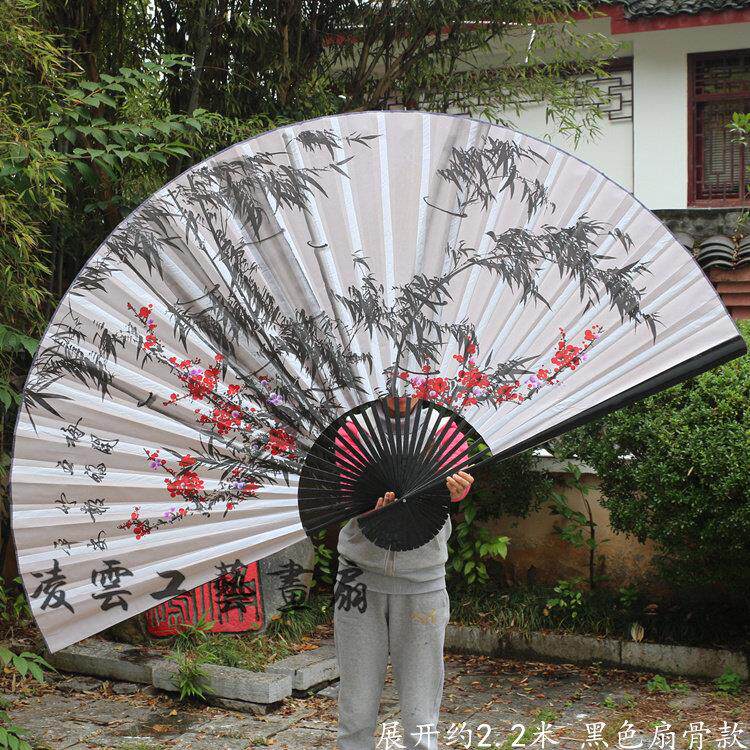 大扇子大挂扇 客厅装饰扇 工艺扇折扇手工画 画扇竹扇竹报平安礼