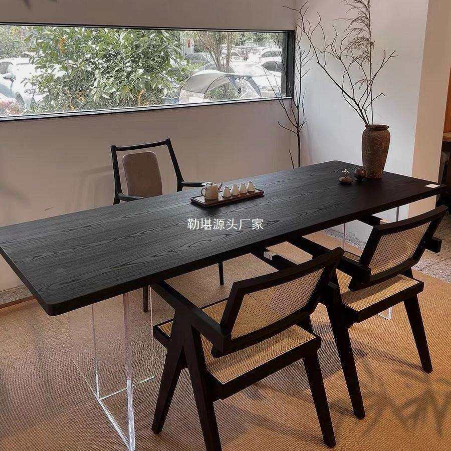 白蜡木碳化板黑色木板实木餐桌茶桌茶台桌面板实木板原木大板桌板