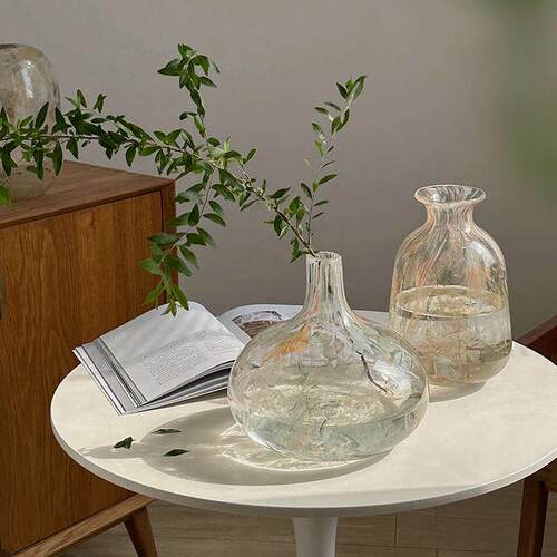 小众水墨创意玻璃仿真花花瓶创意彩色水培家居水养插花轻奢中国风