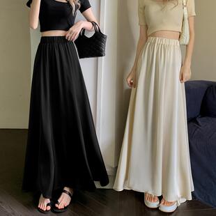 黑色半身裙女2026新款 高级感酸醋缎面垂感长裙气质遮跨高腰a0317r