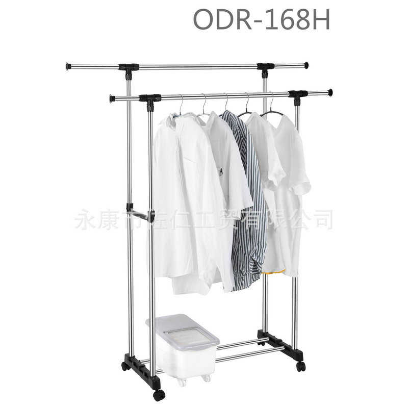 厂家直发单卖立式双杆不锈钢伸缩升降晾衣架落地收纳晒衣架批发