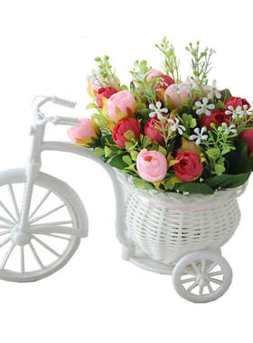 塑料藤编仿真花车套装饰品小摆件塑料干花束客茶几厅摆设假花