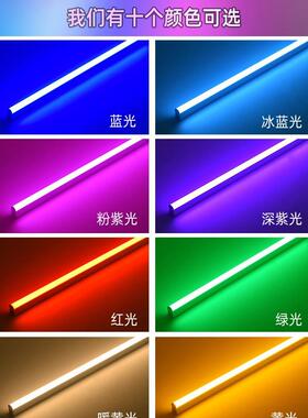 彩色T5T8led灯管红色蓝色绿色紫色红紫绿蓝光鱼缸一体化日光光管