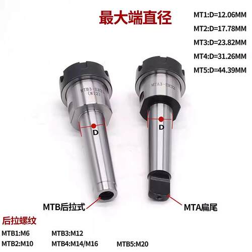 莫氏锥柄铣夹头ER32刀柄钻头铣刀夹头钻床铣床MT4号MT3号ER32夹头