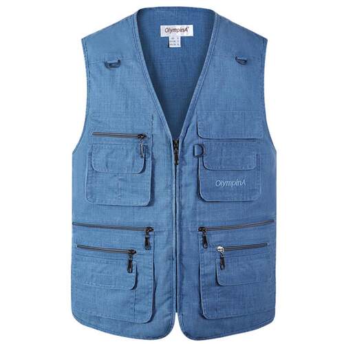 Men's vest with multiple pockets for fishing, photography,