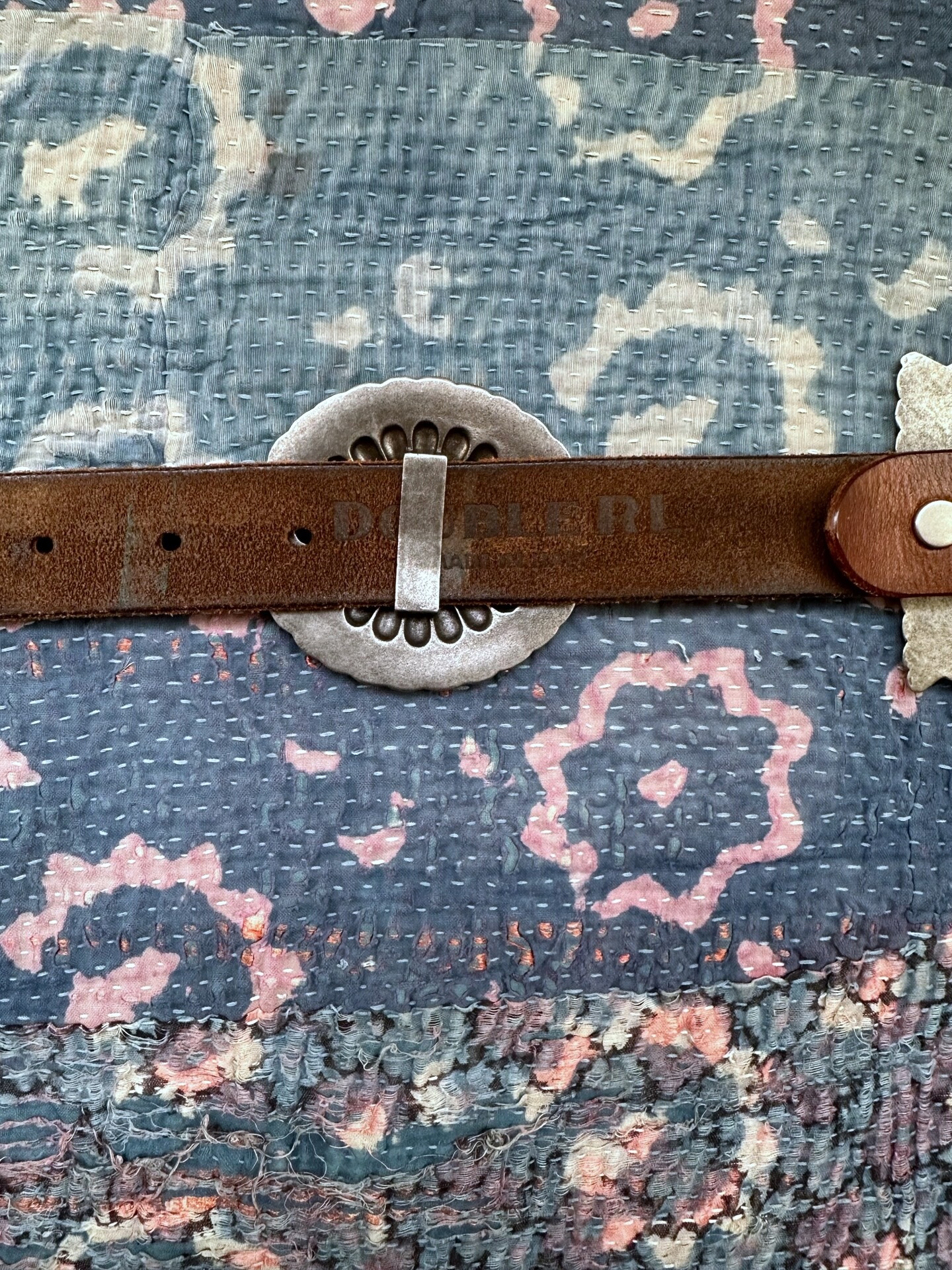 RRL Brown Leather Belt Silver Buckle — back