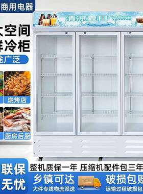 冷藏展示柜商用三门保鲜柜超市双开门饮料柜蔬菜水果冰箱立式冷柜