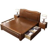 中式 全实木床主卧双人床1米8橡木大床经济型1.5米简约储物木头床