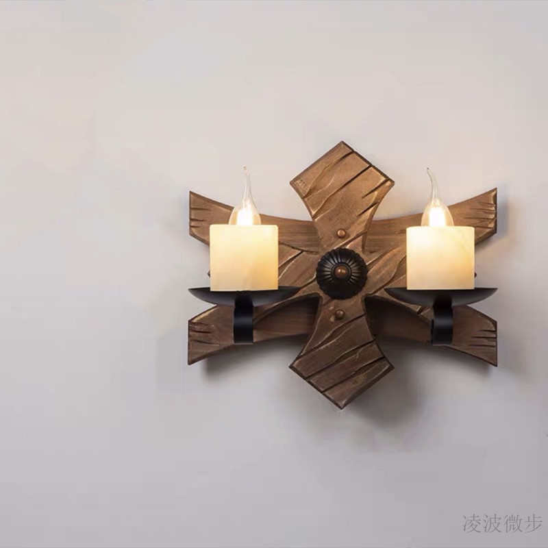复古壁灯美式乡村怀旧工业风创意个性餐厅咖啡厅酒吧船木装饰墙灯