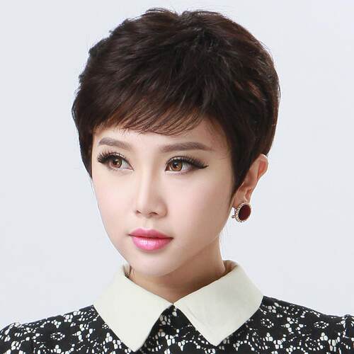 新款人丝假发女士短发中老发假发女中年真妈妈短卷发化疗年假发真