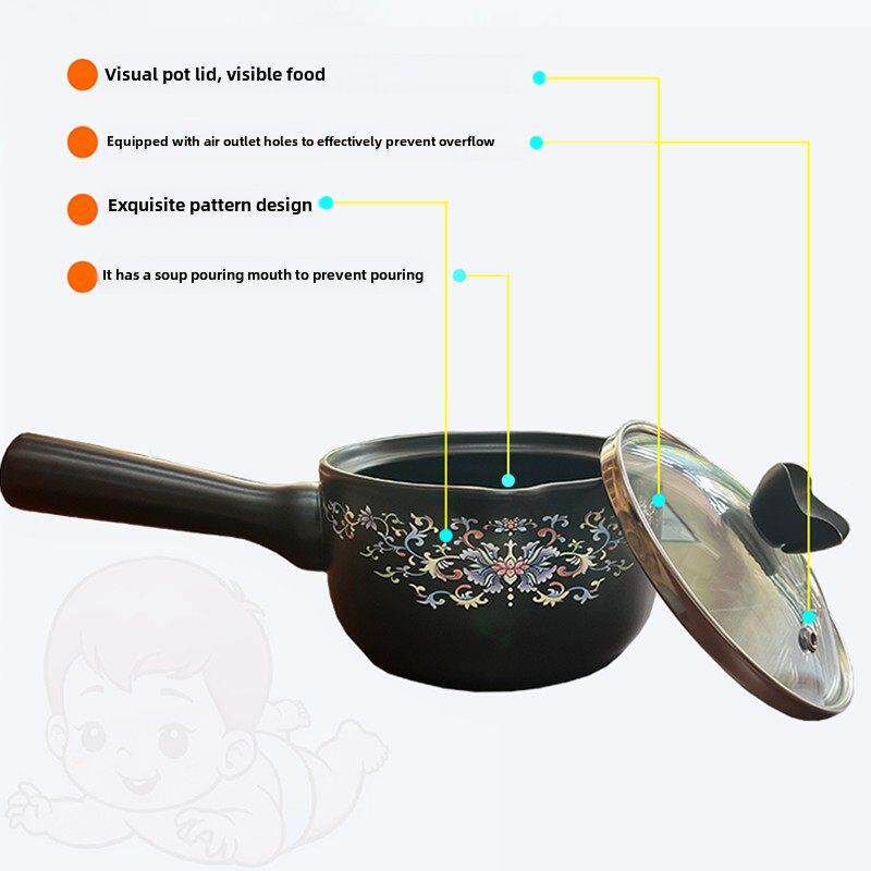 景德镇纯陶瓷无涂层15奶锅宝宝辅食锅婴儿热牛奶家用煎煮小奶锅