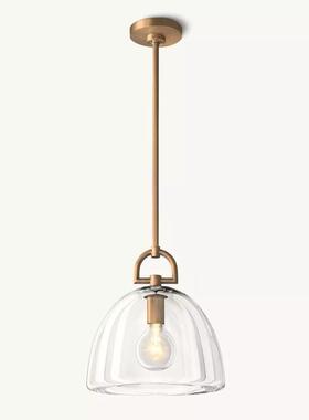 跨境美式简约卧室床头全铜吊灯单头外贸RH灯设计师餐厅吧台小吊灯