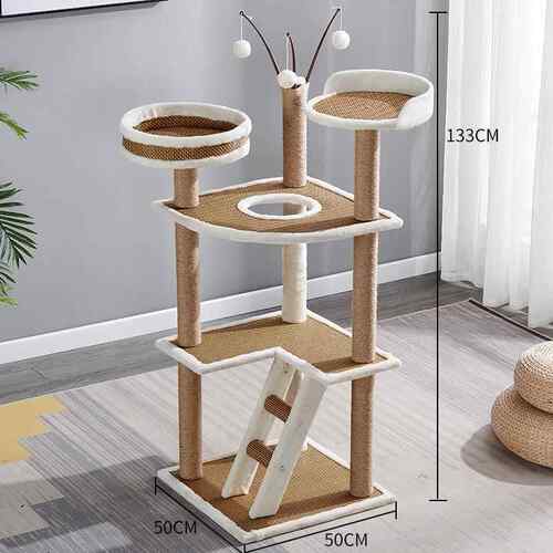 正品季藤席猫爬架夏猫窝猫季树一体猫玩具小型猫抓板猫用抓四柱猫