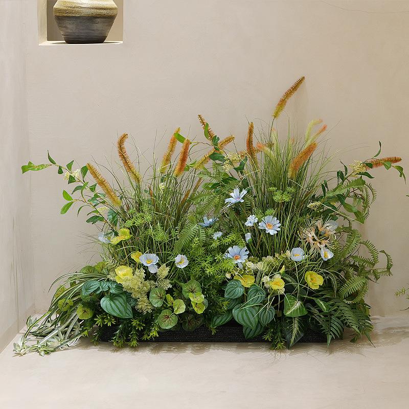 小清新仿真植物绿植组合狗尾巴草墙角装饰品隔断客厅服装店面装潢