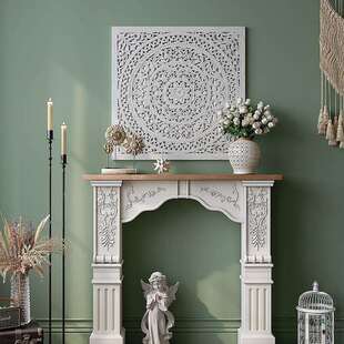 欧式实木壁炉装饰柜浮雕复古做旧拱形法式假壁炉装饰客厅小壁炉架