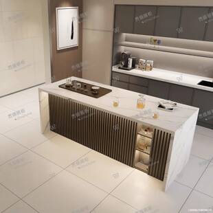 沃顿岩板沃顿岩板岛台单独工业风客厅大理石餐边柜吧台做饭中岛台