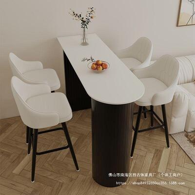 吧桌家休用ITX靠墙隔断台奶油风阳台闲小吧台简房约高脚桌厨纯白