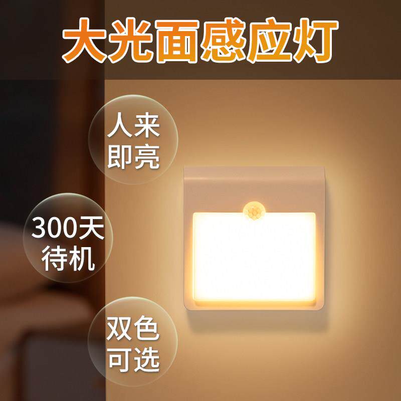 智能人体自动感应小夜灯充电式入户门过道厕所卫生间专用夜间台灯