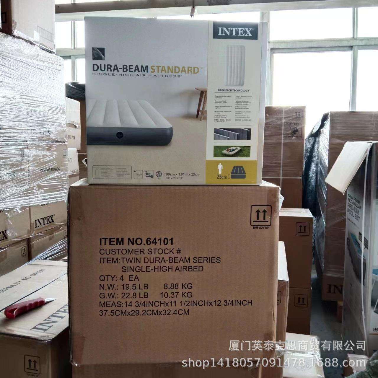intex 64101 单人线拉充气床居家充气床垫野营户外空气床垫