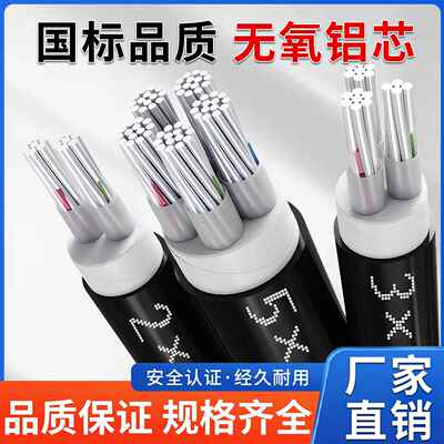 国标铝芯电缆2345芯10 16 25 35 50平方三相四五线铠装铝芯电缆线