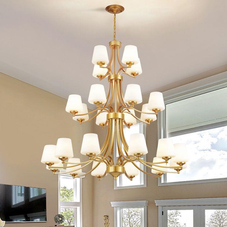 美式楼梯吊灯长756灯三loft吊欧式墅挑别空大吊灯复式楼层客厅主