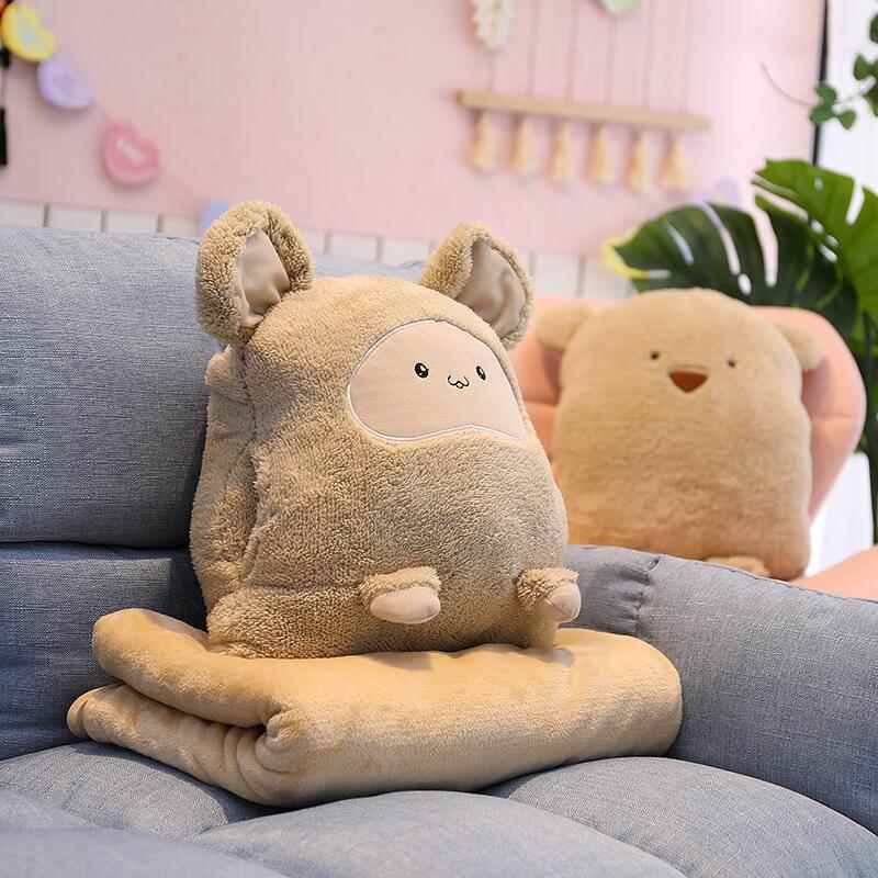 抱枕被子两用车载毯子一体二合一秋冬法兰绒毯厚款午睡靠垫