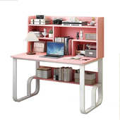 书桌书架一体桌学生学习写字桌子家用办公桌卧室台式 电脑桌椅组合