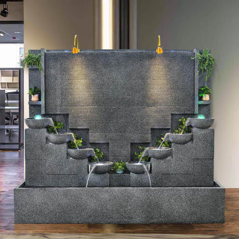 简约现代流水墙喷泉室内水幕墙叠瀑布装饰景观干燥加湿器落地摆件