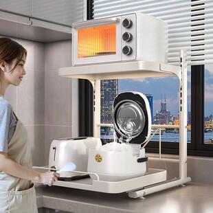 厨房微波炉电饭锅置物架台面小家电收纳架子支架杂物储物新款加厚