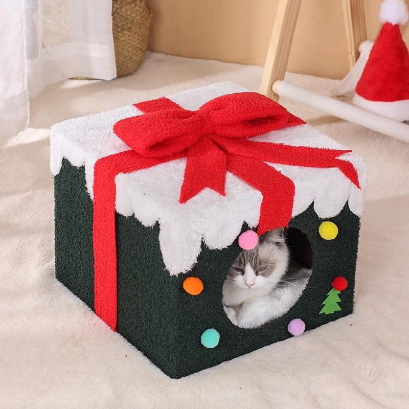 高档圣诞树猫窝冬季保暖可洗房子半拆封四闭式猫咪季猫通用猫咪宠