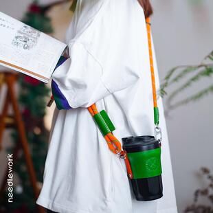 两针一线咖啡杯保护套水杯保温杯套抱婴袋斜跨可携式户外机能潮酷
