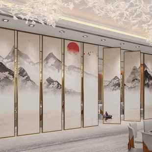 酒店活隔断室墙饭店包厢餐厅移739动折叠宴会厅会议吊动轨推门拉