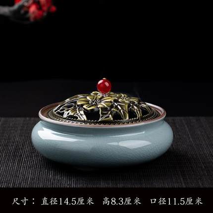 咖啡渣香薰炉新款迷你香炉高级感中国风家用仿古底座艾草配件防火