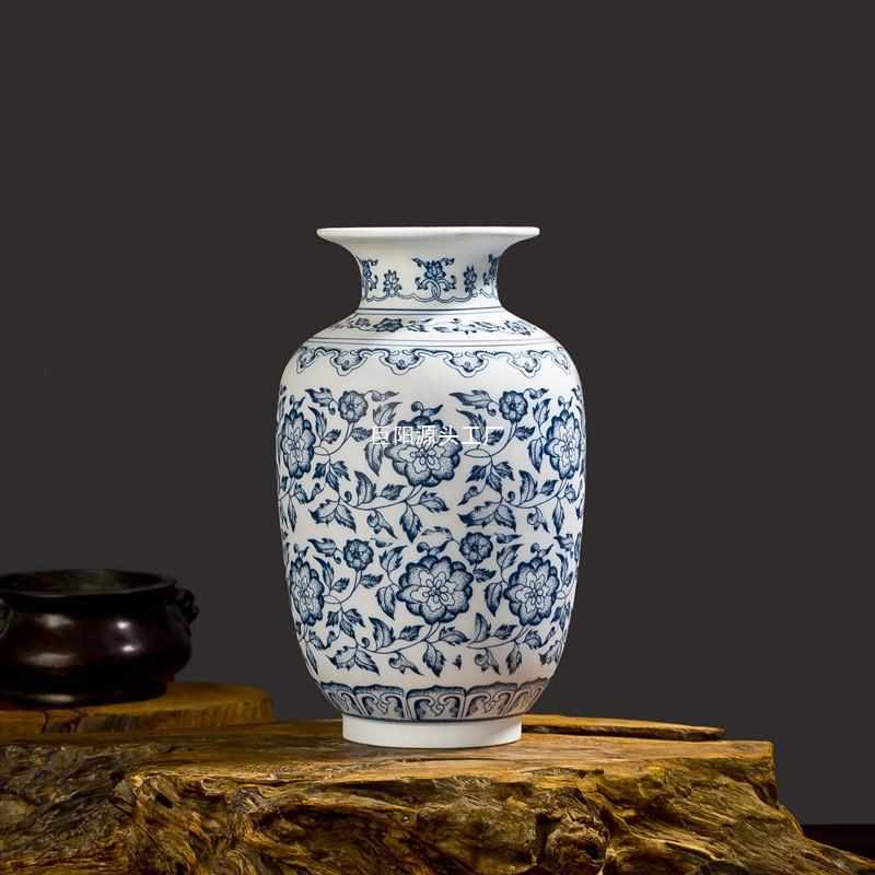景德镇陶瓷器仿古薄胎青花瓷花瓶客厅摆件家居插花装饰工艺品摆设