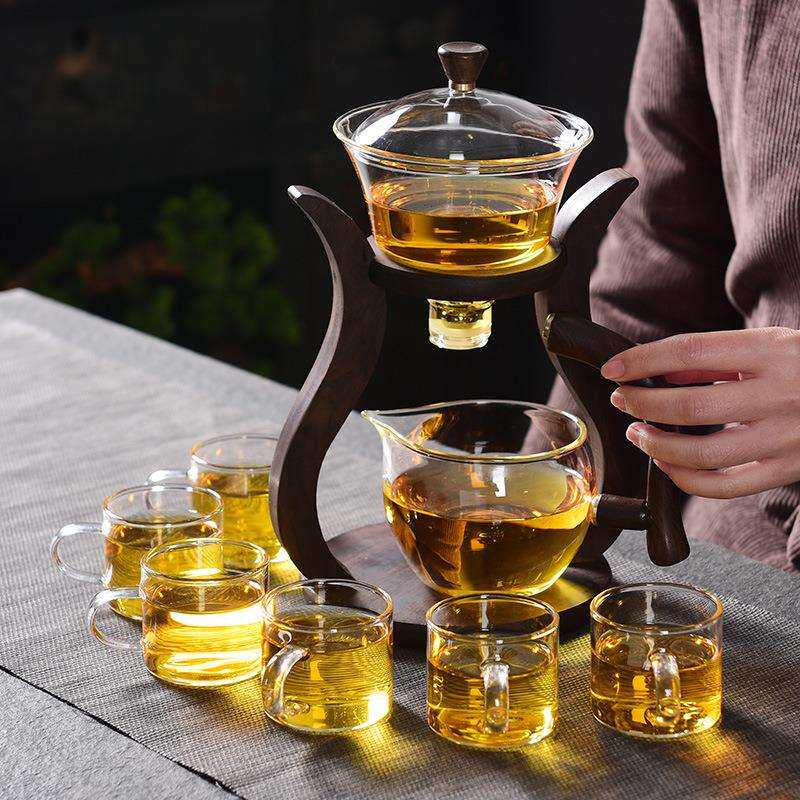 生产日式玻璃懒人功夫茶具茶杯套装半全自动冲泡茶器家用简约