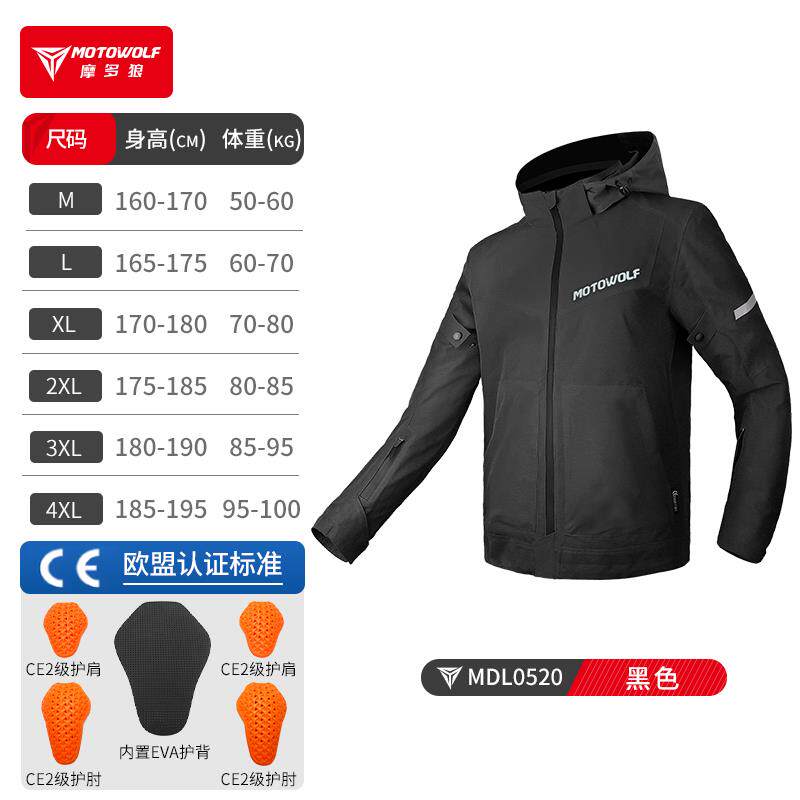 新款摩多摩狼秋冬托车骑行闲防护风衣CE护具机车骑士防摔行防寒休