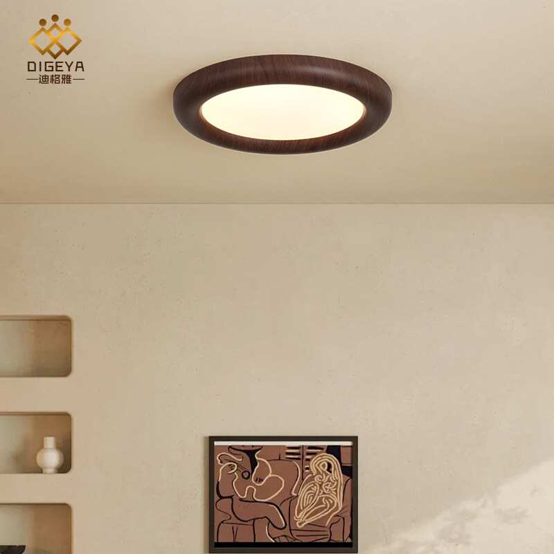 现代简约卧室吸顶灯日式胡桃木房间主卧灯具民宿中古风主卧吸顶灯