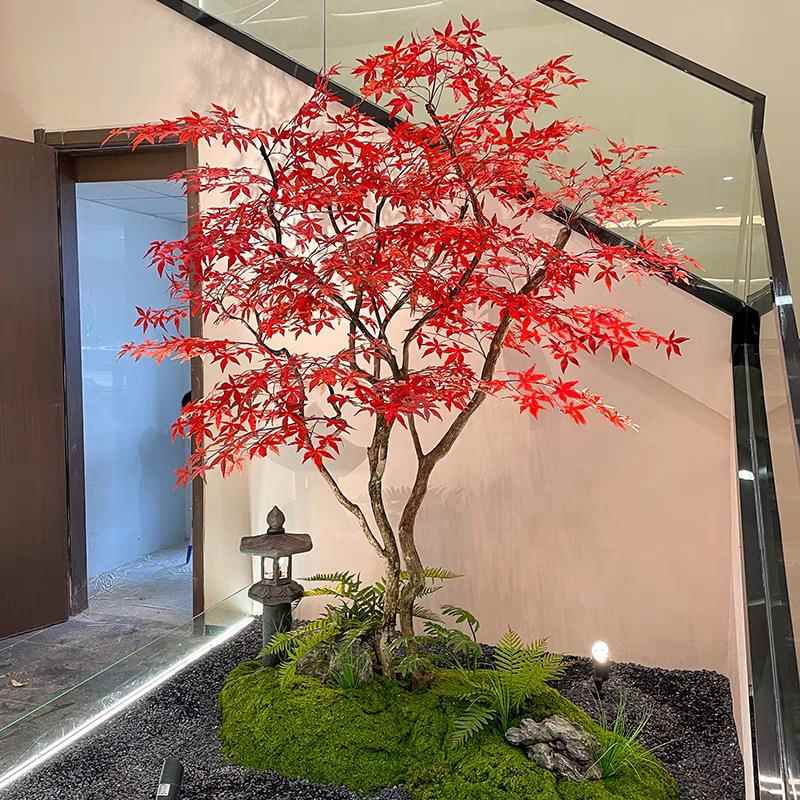 仿真枫叶树假红枫树大型饰商场酒绿植假树室外落地简约16515装店