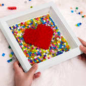 实木男孩女孩爱心积木相框挂墙手工diy立体创意摆台 情侣爱心积木