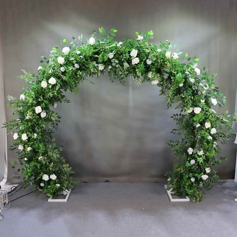 西式婚礼森系背景装饰仿真绿植玫瑰花拱门花舞台布置圆形花门路引