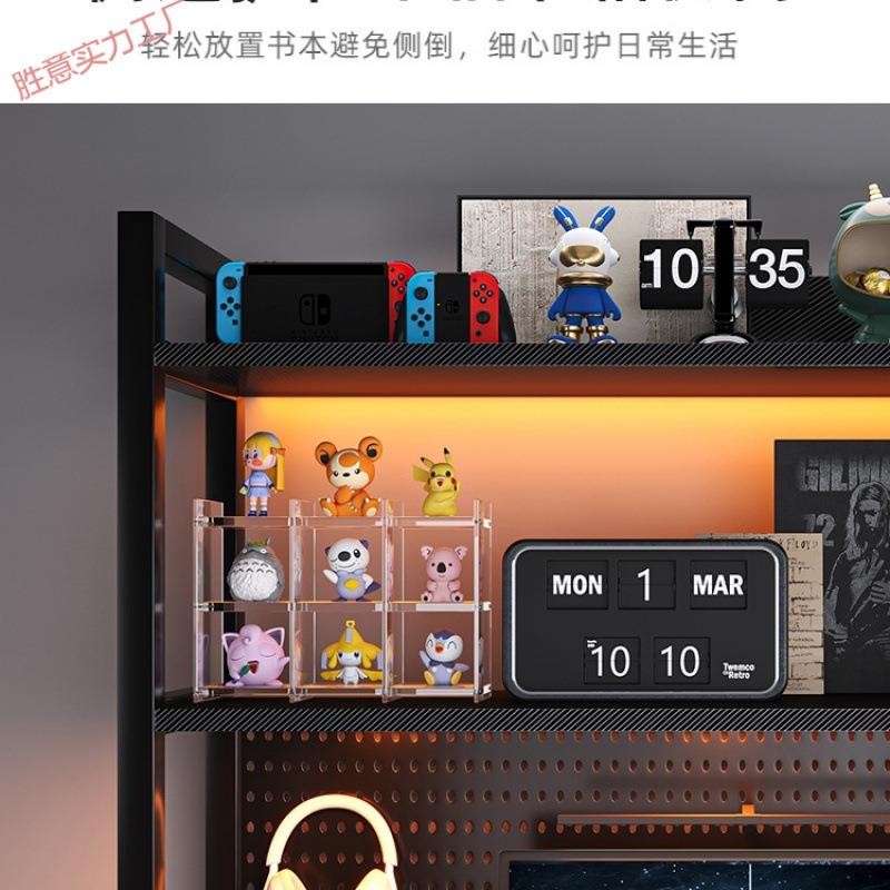 桌面多层简约书架功能学多生书桌上收kbtkQ3nH纳物置架铁洞洞板艺