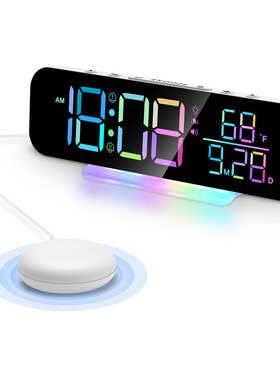 模式贪睡8夜数字种时钟幻彩ledrgb底座彩色挂钟亮调灯2闹钟灯光组