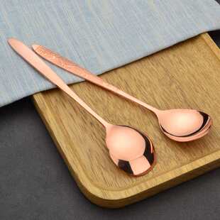 汤匙铜铜勺小勺子铜勺长柄勺纯铜纯铜吉祥如意调羹龙凤铜勺铜紫饭