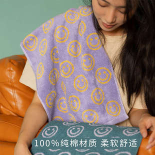 笑脸擦脸毛巾纯棉复古洗脸面巾洗发情侣柔软家用浴室高质量