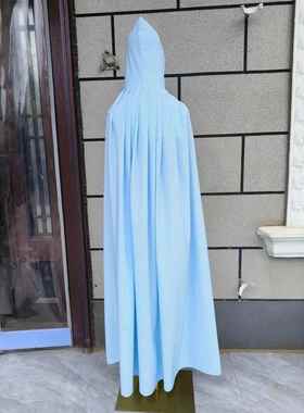 高档红色万圣节披风成人中世纪黑色帽斗男女连士通长款披用肩舞篷