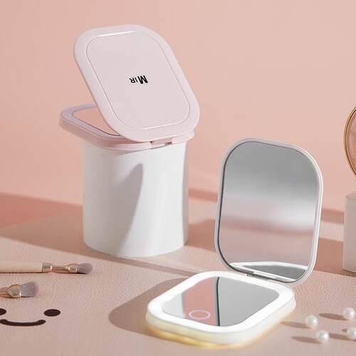 New LED Lighted Folding Portable Makeup Mirror - Compact Tra