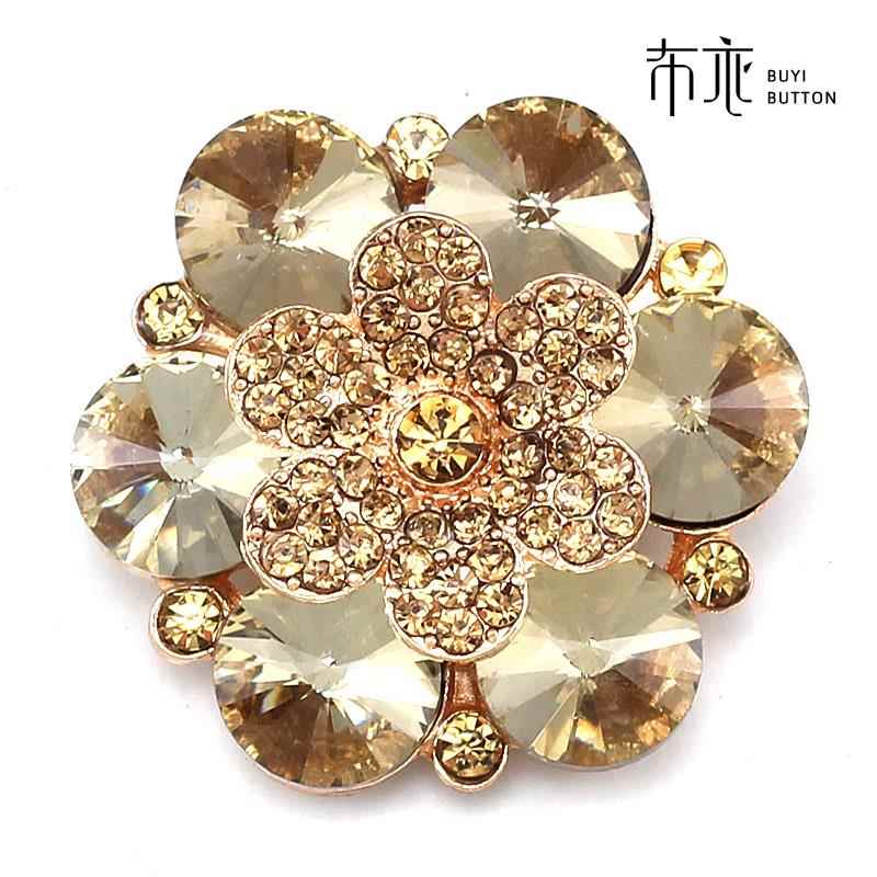 貂皮大衣扣子领扣奢华高档大扣羊绒花瓣水钻皮草裘皮纽扣袖扣装饰