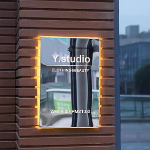 不锈钢镜面镂空广告牌灯箱定制 店led发光字门头招牌订做 ins服装